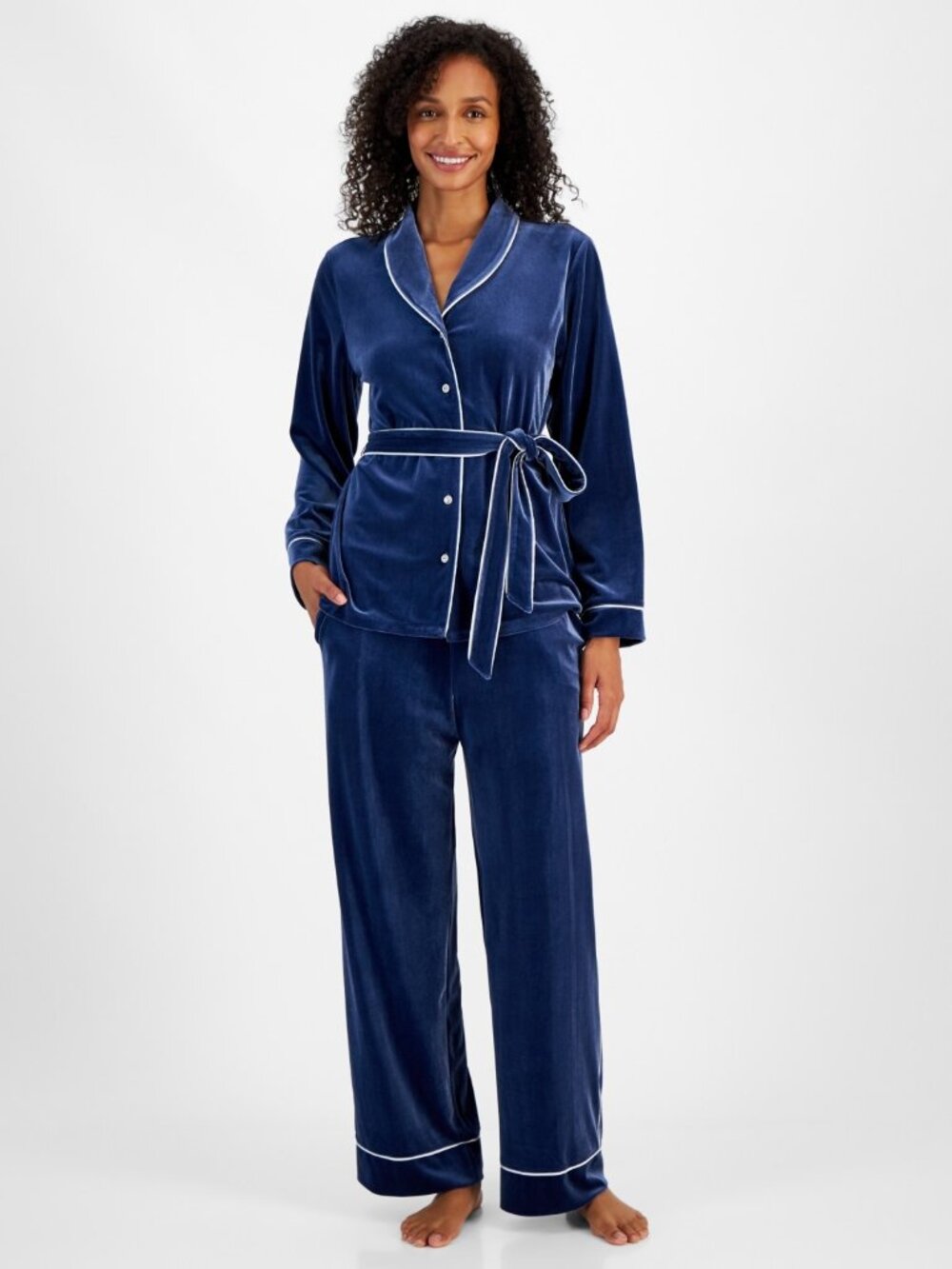 NWT I.N.C. Women's 2pc Velvet Shawl-Collar Pajama Set Size XXL